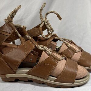 Sorel Torpeda Lace NL2496-224 Womens 8.5 Brown Leather Lace Up Gladiator Sandal‎
